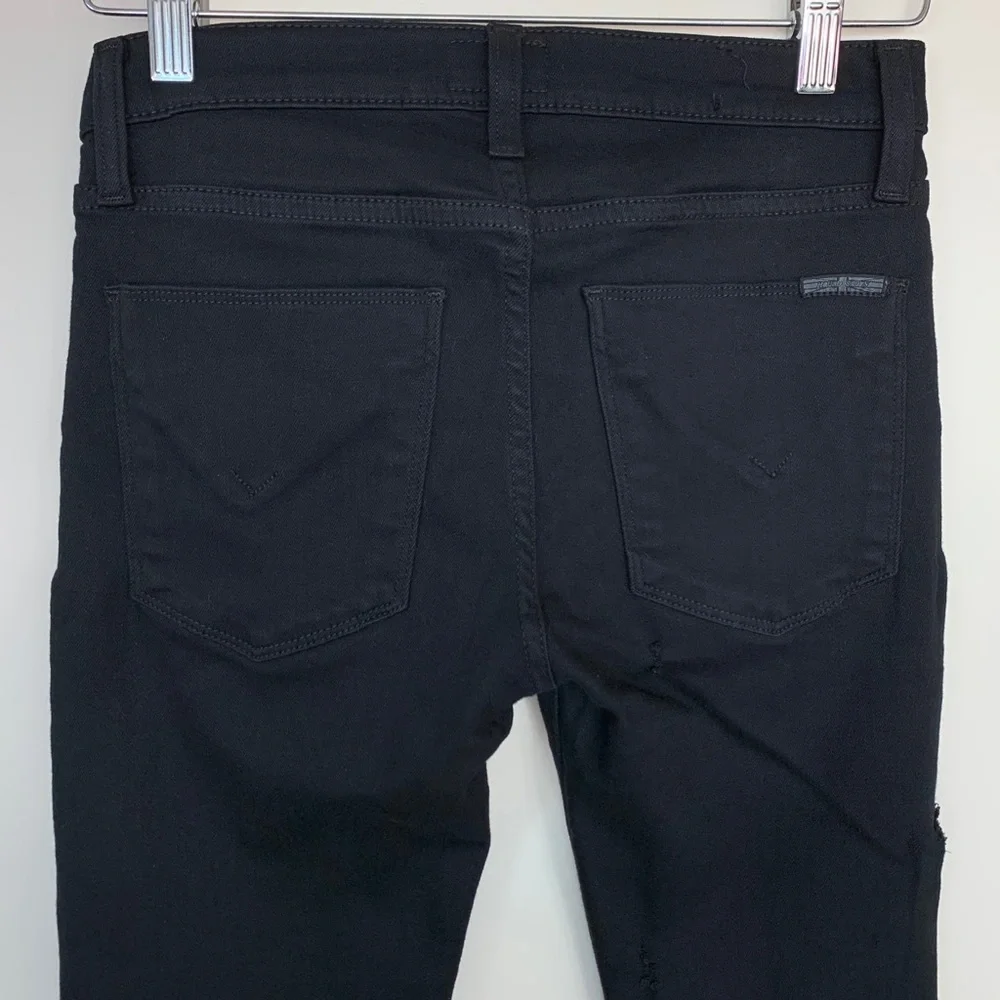 Hudson Black Distressed Skinny Jeans Sz 26 Stretch Low Rise Designer Denim Edgy